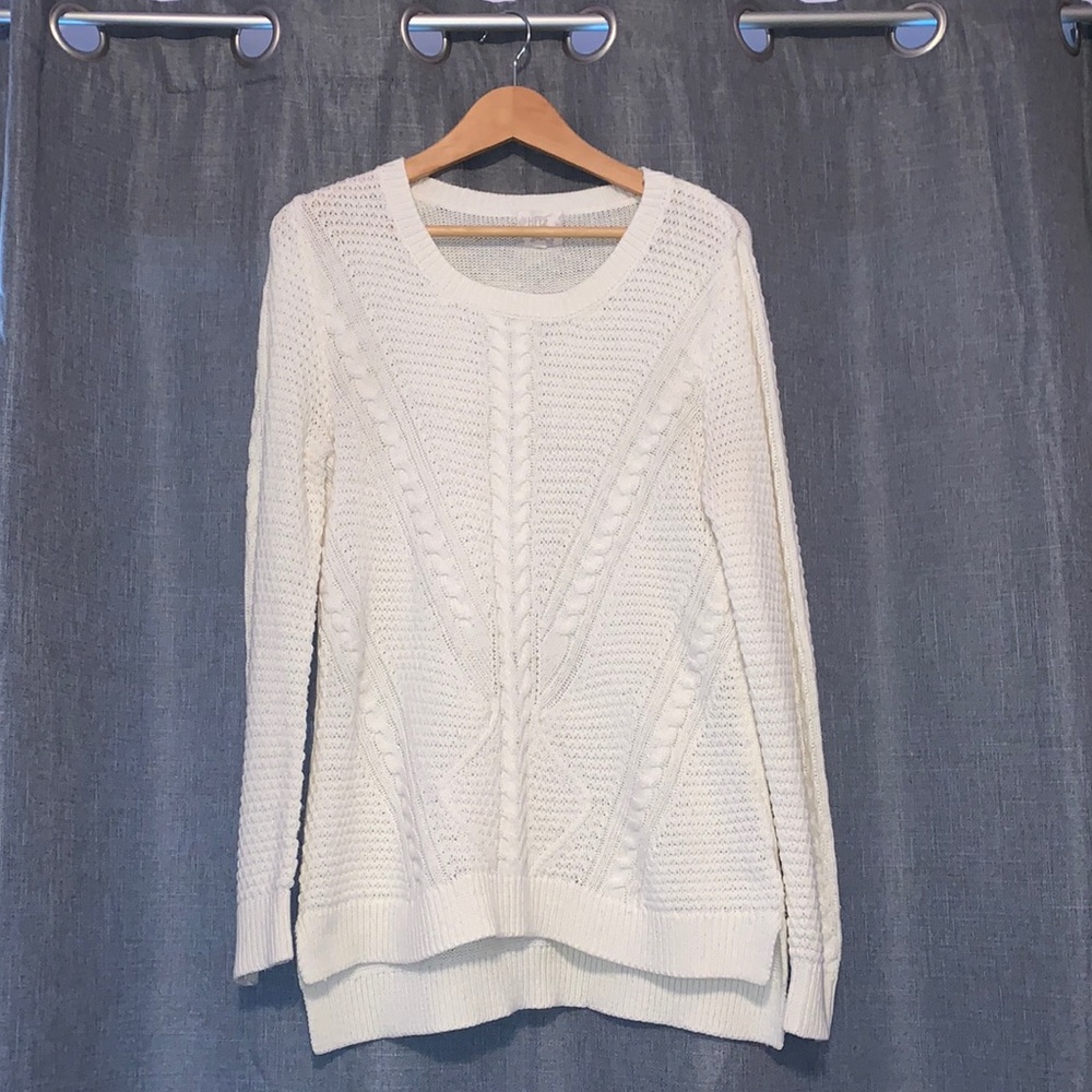 Hippie Rose White Long-Sleeved Sweater